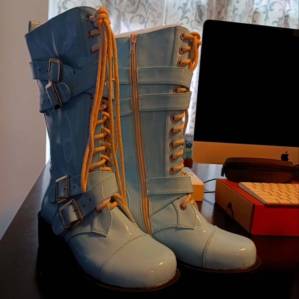 Source Unknown Light Blue Lace-Up Boots